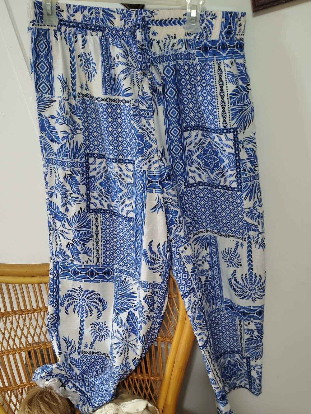Mlle Gabrielle Blue and White Wide Leg Pants
